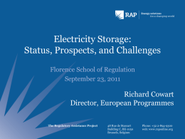 Electricity Storage: _x000b_Status, Prospects, and Challenges