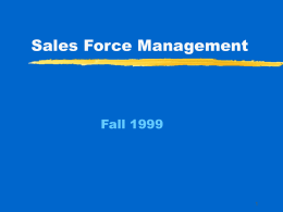 Sales Force Management - Haas School of Business