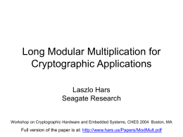 Long Modular Multiplication for Cryptographic Applications