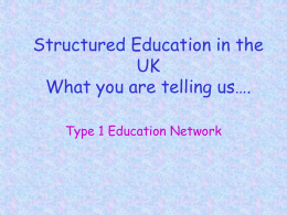 Structured Education in the UK What you are telling us------