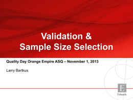 Validation &Sample Size Selection