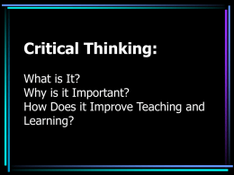 Think for Yourself: 1-2 - The Critical Thinking Community
