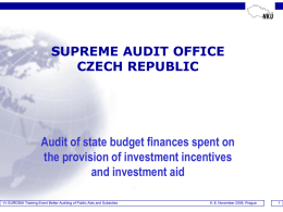 Presentation of Czech SAO - National Report on EU