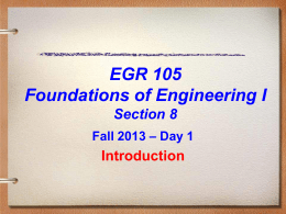 EGR 105 - Mechanical, Industrial & Systems Engineering