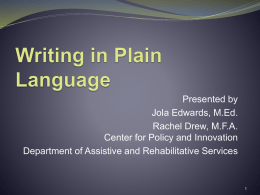 Plain Language Writing