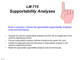 Analyses in the T5-720 - Supportability IPPD Process