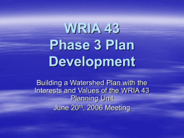 WRIA 43 Phase 3 Plan Development