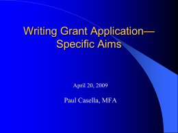 Writing Grant Application—Specific Aims