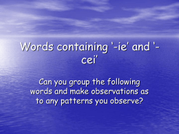 Words containing ‘-ie’ and ‘-cei’