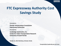 FTC Expressway Authority Cost Savings Study
