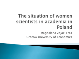 The situation of women scientist in academia in Poland