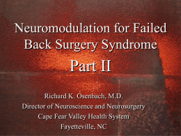 Neuromodulation for Failed Back Surgery Syndrome Part II