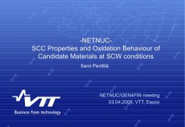 NETNUC SCC Properties and Oxidation Behaviour of Candidate