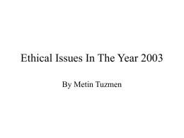 Ethical Issues In The Year 2003