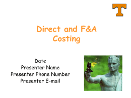 Direct Costing - Controller's Office