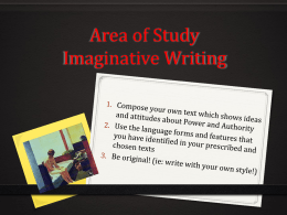 Area of Study Paper 1 – Section II: Imaginative Writing