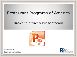 Restaurant Programs of America Broker Services Proposal