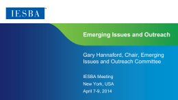 Emerging Issues and Outreach