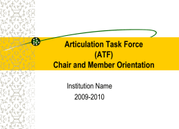 Articulation Task Force (ATF) Chair Training
