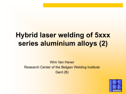 IWT/30909: Innovative welding of aluminium alloys