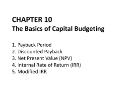 CHAPTER 10 The Basics of Capital Budgeting