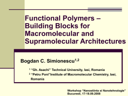 Functional Polymers – Building Blocks for Macromolecular