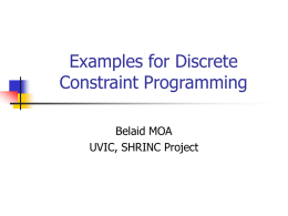 Examples for Constraint Programming