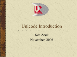 Unicode introduction - SIL FieldWorks