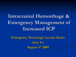 Intracranial Hemorrhage & Emergency Management of