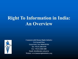 Training Presentation on the Right to Information in India