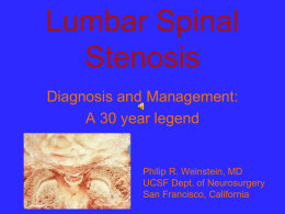 Lumbar Spinal Stenosis - Department of Neurological Surgery
