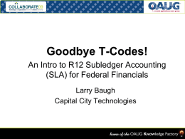 Goodbye T-Codes! - Oracle Federal Applications | Sharing