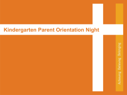 Kindergarten Parent Orientation Night