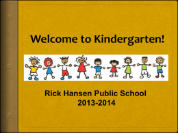 Welcome to Kindergarten - York Region District School Board