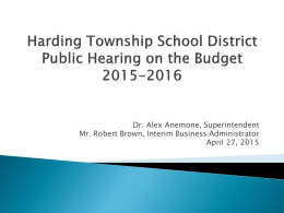 Harding Township School District Public Hearing on the
