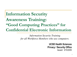 HIPAA Security Awareness Training & “Good Computing