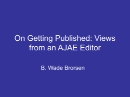 On Getting Published: Views from an AJAE Editor