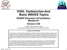 VHDL Testbenches And Basic WAVES Topics