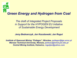 Green Energy and Hydrogen from Coal The draft of