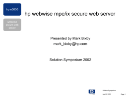 HPWorld 2000 - HP WebWise MPE/iX Secure Web Server Tutorial