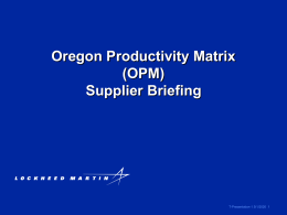 the Oregon Productivity Matrix