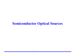 Optical Sources - EE562 Schedule