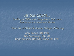 At the COPA… Looking at QSEN and Competency Outcomes