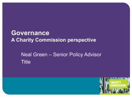 Governance A Charity Commission perspective
