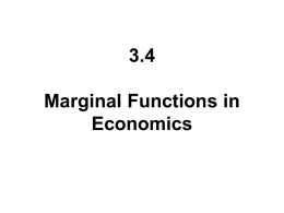 3.4 Marginal Functions in Economics
