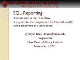 SQL Reporting - New Mexico Military Institute