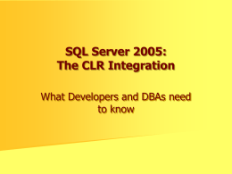 SQL Server 2005: The CLR Integration