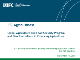 GAFSP Private Sector Window IFC Agribusiness Department