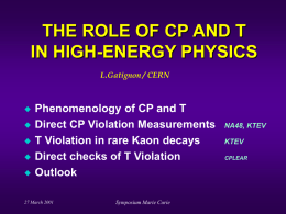 THE ROLE OF CP AND T IN HIGH