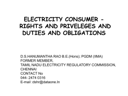 ELECTRICITY CONSUMER RIGHTS AND PRIVELEGES AND …
